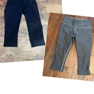 Nike Womens cropped recycled polyester spandex gray black leggings Small
